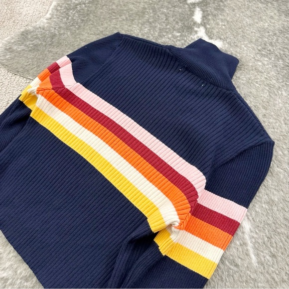 UO Urban Outfitters Rainbow Striped Funnel Neck Jumper Small - Picture 6 of 10